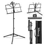 K KASONIC Music Stand, Kasonic 2 in 1 Dual-Use Folding Sheet Music Stand & Desktop Book Stand, Portable and Lightweight with Music Sheet Clip Holder