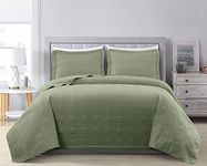 Chezmoi Collection Kingston 3-Piece Oversized Bedspread Coverlet Set (King, Sage)