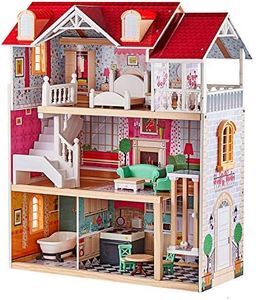 TOP BRIGHT - Casa de muñecas de madera con muebles y ascensor