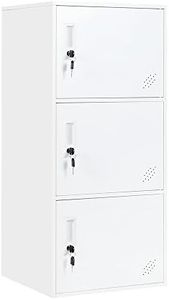 3 Door Vertical Stackable Storage Cabinet with Lock,Anti-Failing Device, Metal Lcoker,Organizer for Office, Home, Gym, School,Employee,Kids. (White)