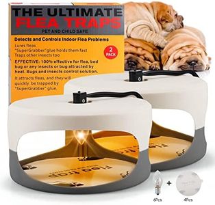 Flea Traps for Inside Your Home, 4 Sticky Disc & 6 Bulbs & 2 Electric Wires, Flea Killer Indoor Bed Bug Trap Pest Control, Professional Flea Light Trap, Friendly to Pets & Kids(2 Pack)