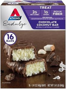 Atkins Endulge Chocolate Coconut Bar, Dessert Favorite, High in Fiber, 1g Sugar, 16 Count