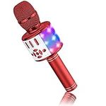 BONAOK Wireless Karaoke Microphone for Kids,Portable Bluetooth Karaoke Machine Mic & Speaker for Phones,Singing Gifts for Girls Boys Adults Party Birthday(868 Red)