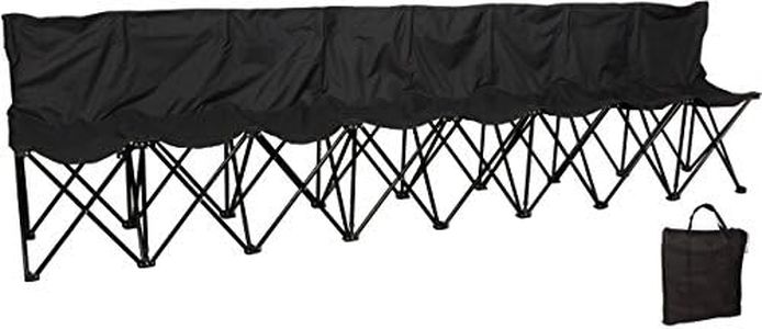 Trademark Innovations Portable 8-Seater Folding Team Sideline Back Sport Bench, Black