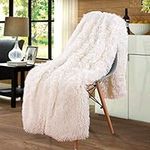 junovo Super Soft Faux Fur Blanket Twin Size Cozy Fluffy Blankets Long Hair Shaggy Fuzzy Throws for Couch & Bed Decor (Cream White,60x80 inch)