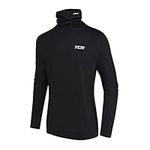 TCA Boys' Warm Up Long Sleeve Training Workout Funnel Neck Thermal Running Top with Thumbholes - Black Stealth,6-8 Years