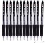 Fine Point Black Gel Ink Pens for Smooth Writing RIANCY Retractable Rollerball Pen for Back to School supply Note Taking Office class drawing Art supply,0.5mm tip with Grips (12 Pack)