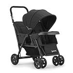 Joovy Caboose Too Sit and Stand Double Stroller Featuring Universal Car Seat Adapter, 3-Way Reclining Seats, Option to Use Rear Seat, Bench Seat, or Standing Platform (Black)