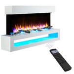 Endeavour Fires Fenwick Wall Mounted Electric Fireplace 110cm/43” 1&2kW, 7 day Programmable Remote Control Fire with an off White Surroud