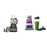 Ninja Food Processor with 4 Automatic Programs; Chop, Puree, Slice, Mix, and 3 Manual Speeds, 2.1L Bowl, Black BN650UK & Foodi Power Nutri Blender 2-in-1, 700ml Cup & 400ml Bowl with Power Paddle