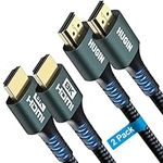 HUGIN 8K HDMI Cable 6ft 2-Pack,48Gbps High Speed Gaming HDMI 2.1 Cable Durable Nylon Braided, Supports 8K 60Hz 4K 120Hz 2K 240Hz HDR10 eARC HDCP 2.2&2.3 for PS5, PS4, Xbox, PC, TV (6 Feet 2 Pack)