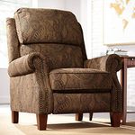 Beaumont Warm Brown Paisley Patterned Recliner Chair Traditional Armchair Comfortable Push Manual Reclining Footrest Adjustable for Bedroom Living Room Reading Home Relax Office - Kensington Hill