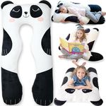 Panda Kids Body Pillow - 47" U-Shape Long Plush Soft Animal Pillow for Toddlers, Sleeping, Reading, ADHD & Special Needs Comfort, Anxiety, Washable Cover, Snuggle Fun Cuddle Pillow for Boys & Girls