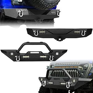 YITAMOTOR Front & Rear Bumper Compatible for 2018-2025 Jeep Wrangler JL & Unlimited w/LED Lights, D-Rings, & Hitch Receiver