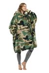 Catalonia Oversized Blanket Hoodie Sweatshirt, Wearable Sherpa Lounging Pullover for Adults Women Men, Idea, Camo, One Size