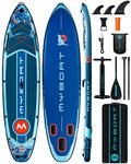 MYBOAT 11'6"×34"×6" Extra Wide Inflatable Paddle Board, Stand Up Paddle Board for Pets, Sup Board with Dog Pad, Multi-Functional Handle,3 Removable Fins, Dual Bungees, Camera Mount, Floating Paddle