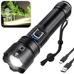 Rechargeable Flashlights with High Lumens, LED Torch Light with high lumens. Super Bright Flash Light with 5 Modes & Portable Lanyard, Powerful Flashlight for Outdoor Camping, IPX6 Water Protection