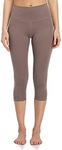 Colorfulkoala Women's High Waisted Yoga Capris 21" Inseam Leggings with Pockets (XS, Heather Brown)