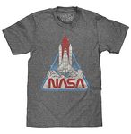 Tee Luv NASA Space Shuttle Shirt - Retro NASA Worm Logo T-Shirt (Graphite Heather) (L)