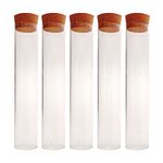 GIFTBASH Round Shape Borosilicate Glass Test Tubes with cork Lid, Set of 5Pcs, 100ml Each, Transparent | Useful for fancy Gift boxes and hampers | Jars for Tea Packaging | Jars for Coffee Packaging | Kitchen Organizer | Multipurpose Tube Jars