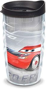 Tervis 1341401 DisneyPixar - Cars Speed Frenzy Insulated Tumbler with Wrap and Black Lid, 10oz Wavy, Clear