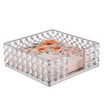 SUMNACON Crystal Napkin Holder Table Tissue Paper Stand, Square Silver Napkin Paper Organizer Napkin Storage Tray Towel Holder for Kitchen Restaurant Dining Table