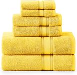 LANE LINEN Luxury Bath Towels Set - 6 Piece Set, 100% CottonBathroom Towels, Zero Twist, Shower Towels, Extra Absorbent Bath Towel, Super Soft, 2 Bath Towels, 2 Hand Towels, 2 Wash Cloths - Mimosa