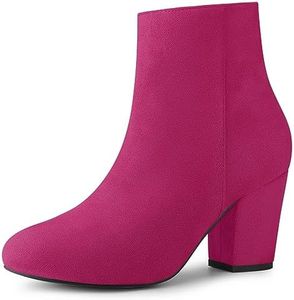 Allegra K Women's Side Zip Chunky Heel Ankle Boots Hot Pink Ankle Boots 10 M US