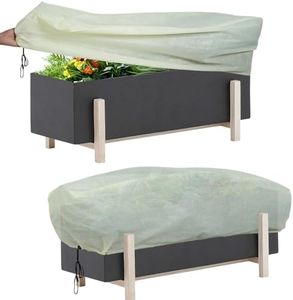 EAVNCLG Large Rectangular Plant Cover Frost Protection,Winter Frost Blanket,Cold Weather Outdoor Plant Blanket. with Drawstring and Latch at Both Ends (200 x 40 x 45 cm, 2 Pieces)