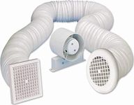 Airvent 434446A Inline Loft Extractor Fan with Timer 4" / 100mm for Bathroom - Full Kit including Ducting & Grilles