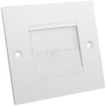 rhinocables Single Gang White Brush Plate Faceplate for Wall-Mounted Installation Tidy Cable Pass Through Insert for Wires and Cable Access (1, White)