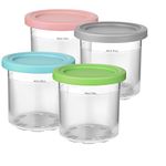 Containers Replacement for Ninja Creami Pints and Lids - 4 Pack, 16oz Cup Compatible with NC301 NC300 NC299AMZ Series Ice Cream Maker, BPA Free Dishwasher Safe Leak Proof