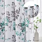 H.VERSAILTEX Blackout Curtains for Living Room Darkening Thermal Insulated Panels 63 Inch Long Light Blocking Grommet Curtains/Drapes, Grey and Turquoise Vintage Classical Floral Printing, 2 Panels