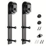 SMARTSTANDARD Sliding Barn Door Hardware Hangers 2pcs (Black) (J Shape Hangers)