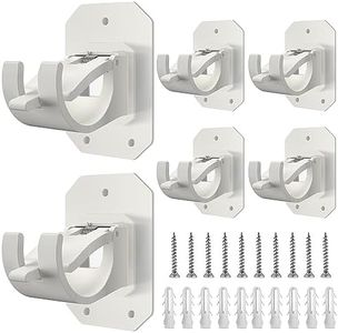 6PCS Upgraded No Drill Curtain Rod Brackets No Drilling Curtain Rod Holders Self Adhesive Curtain Rod Hooks Nail Free Adjustable Curtain Hangers Suitable for Poles of 0.62~1.57 Inch