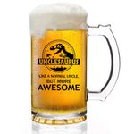 Joymaking Beer Glass Uncle Gifts, Unclesaurus Beer Mugs, Beer Tandark, Birthday Gifts for Uncle from Nephew Niece, Uncle Fathers Day Gift, Best Uncle New Uncle Gifts, Beer Gifts for Uncle 0.5L