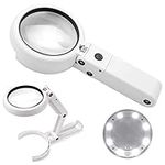 DSL Magnifying Glass with Light - Portable Illuminated Magnifying Glasses 5X, 11X Magnification Lens 8 LED Lighted USB Charge Magnifier with Desktop Hand-Held Folding 2 in 1 Upgrade Versio