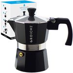 GROSCHE Milano Stovetop Espresso Maker Moka pot 1 espresso Cup - 1.5 fl oz, Black, Cuban Stove top coffee maker Moka Italian greca coffee maker brewer percolator