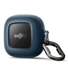 SURITCH Clear Case for SHOKZ OpenFit Cover,Shockproof Magnetic Cases Full-body TPU Protective Cover with Magnetic Lid Lock & Carabiner Clip Keyring & Transparent Logo Window(Navy)