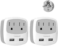 TESSAN Germany France Power Adapter, Schuko Type E/F Plug Adaptor with 2 USB Ports 2 AC Outlets, US to Europe German Frence Spain Iceland Russia Greece Korea Electrical Charger(2 Pack)