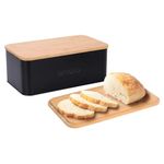 Black Bread Box, Rustic Bread Box, Vintage Bread Box for Kitchen Countertop, Bread Bin Black