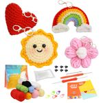 PATPAT® DIY Crochet Art Craft Kit Cartoon Crochet Keychain Material Kit Beginner DIY Crochet Art Keychain Bag Charm Material Kit with Tutorial Video, DIY Handcraft Crochet Gift