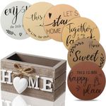 Housewarming Gifts for Home Decoration Wooden Heart Coasters for Drinks Set of 6 Farmhouse Coasters with Holder Funny for Family Friend Coffee Table Protection, 4 Inch (Brown, Vivid Colors)