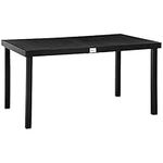 Outsunny 55" L x 35.5" W x 29.25" H Patio Dining Table for 6, Rectangular Aluminum Outdoor Table for Garden Lawn Backyard, Black