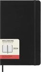 Moleskine Daily Agenda 12 Months 2024, Agenda 2024, Size Large 13x21, Hard Cover and Elastic Closure, Colour Black