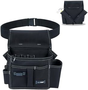 MELOTOUGH 14 Pocket-Electrician Tool Pouch with Belt,Utility Pouch,Tool Bag,Left Right Hammer Holder,Adjustable 2-Inch Belt for Electrician,Construction,Black,Durable Canvas Construction