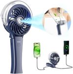 HandFan 2024 Upgraded 4000mAh Portable Misting Fan with Charger, Rechargeable Handheld Personal Mister Fan, Spray Water Mist Fan, Foldable Electric Hand Fans for Beach, Travel, Outdoors(Royal Blue)