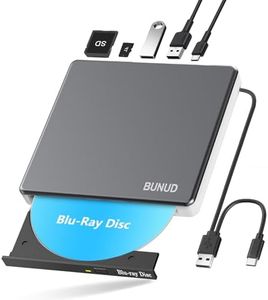 External Blu Ray CD DVD Drive, USB 3.0 Type C Blu ray Burner BD Player Read/Write Portable Bluray Drive Slim Optical Blue Ray CD DVD Reader for Laptop PC Windows 11 MacBook Pro Air Desktop Linux OS