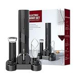 Electric Wine Opener Set, Battery Operated Wine Bottle Corkscrew Opener with Foil Cutter, Wine Aerator Pourer, Wine Preserver Pump, 2 Vacuum Stoppers & Base Stand, Reusable Wine Bottle Openers