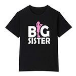 Hopcara® Girls' Cotton Printed Regular Fit T-Shirt (Big Sister, Black, 9-10 Years)